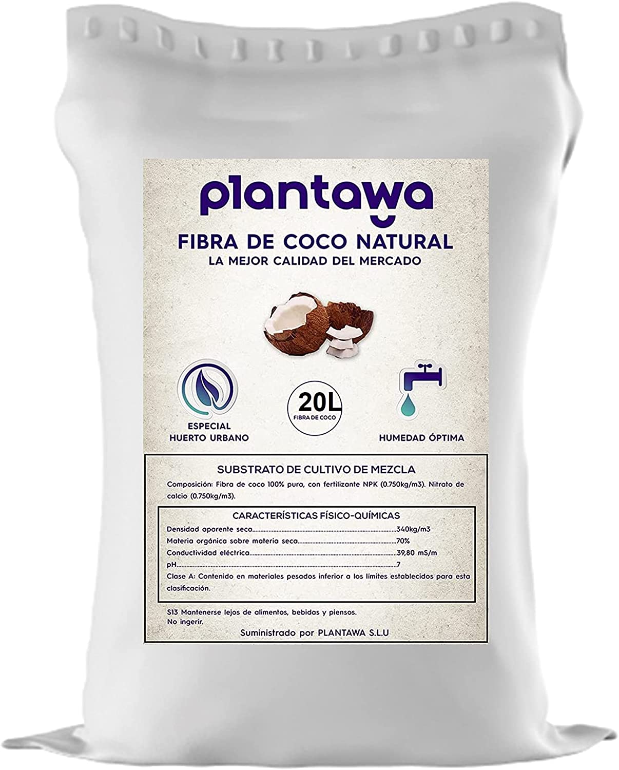 PLANTAWA Fibra de Coco Cannabis 100% Natural 20L